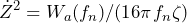 \begin{equation*} \.{Z}^{2}=W_{a}(f_{n})/(16\pi f_{n}\zeta) \end{equation*}