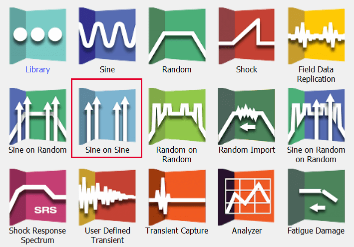 VibrationVIEW software modules with Sine on Sine highlighted