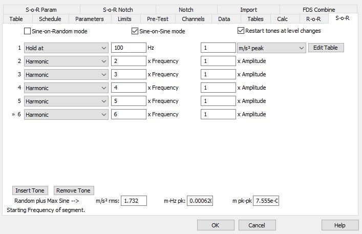 Sine-on-Random settings in VibrationVIEW