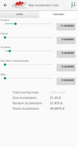 VR Mobile's Max Acceleration Calculator