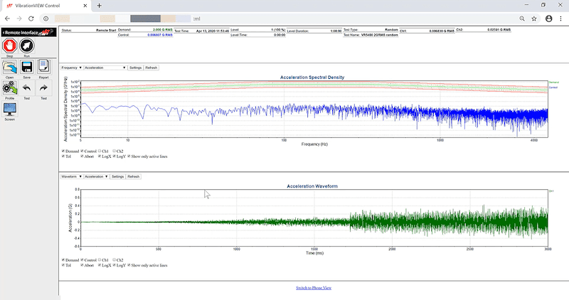 Remote Interface VibrationVIEW screenshot