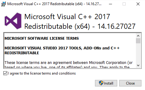 microsoft visual studio redistributable 2017