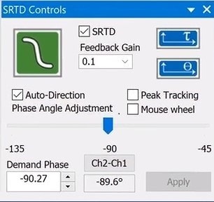 The SRTD Controls dialog in the VibrationVIEW Sine Resonance Track Dwell software.