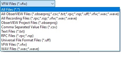 ObserVIEW supported file types