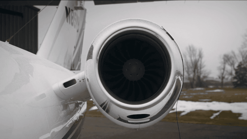Airplane turbine with sensor attached