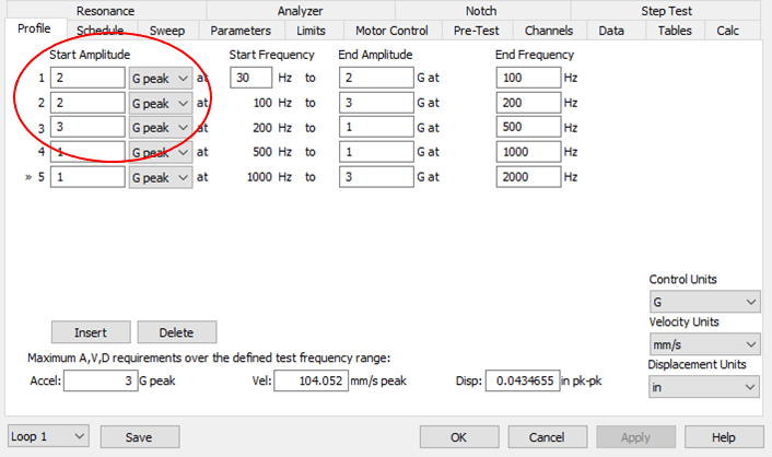 sine vibration test profile for dual shaker control