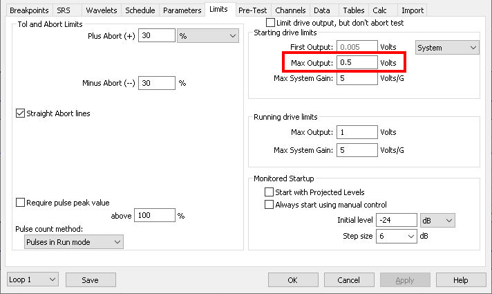 Max Output field in VibrationVIEW