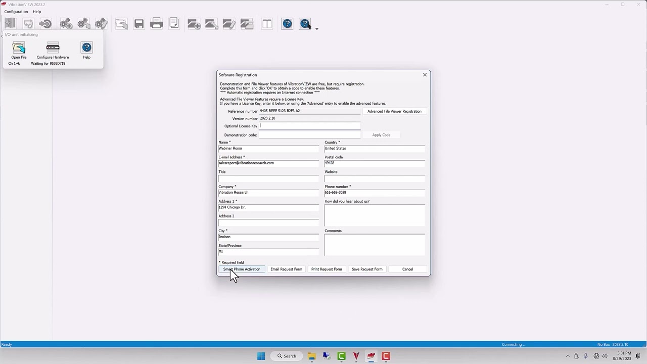 Activating VibrationVIEW with your Smartphone