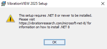 This setup requires .NET 8 or newer to be installed.
