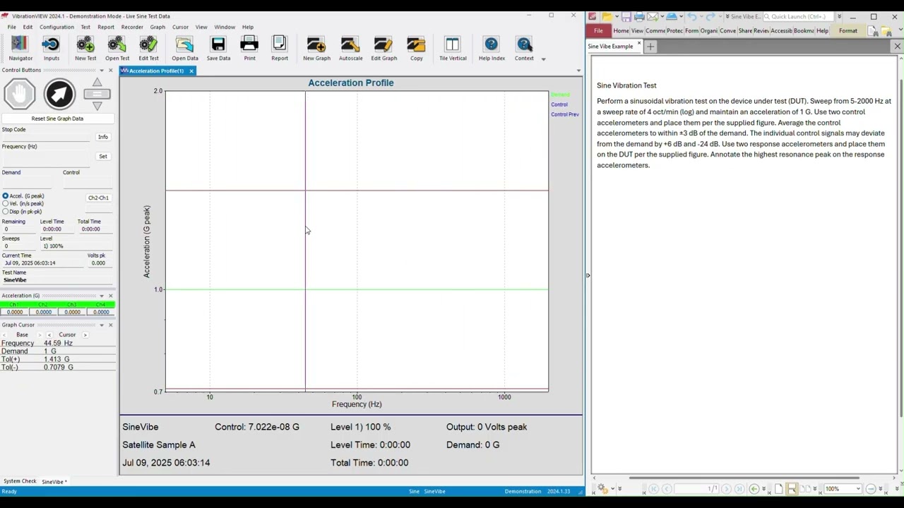 Sine Vibration Test Setup from Specification