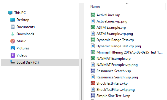 VibrationVIEW File Types